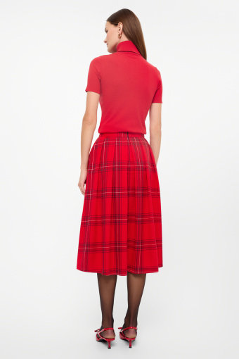 Czerwona spódnica midi w kratę Czerwona spódnica midi w kratę