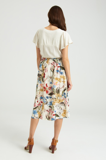 Wiskozowa spódnica w kwiaty, midi