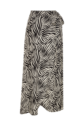 Zakładana spódnica z nadrukiem w zebrę