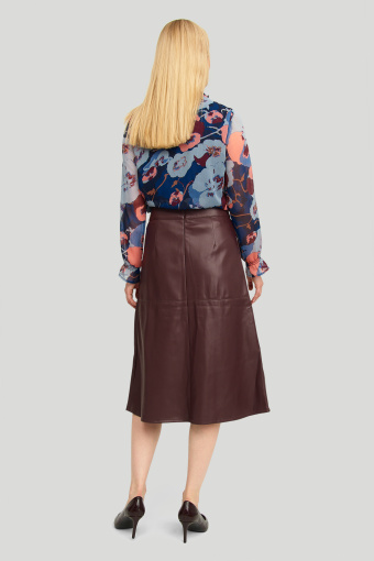 Trapezowa spódnica z ekologicznej skóry, fiolet