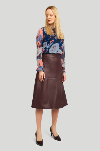 Trapezowa spódnica z ekologicznej skóry, fiolet