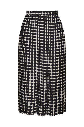 Plisowana spódnica w groszki, czarno-biała