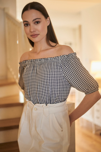 Jeansowa spódnica z wysokim stanem, biała