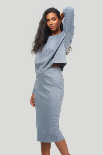 Szara, casualowa spódnica za kolano