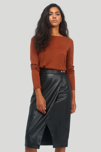 Stylowa spódnica z eko skóry, czarna