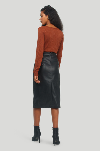 Stylowa spódnica z eko skóry, czarna