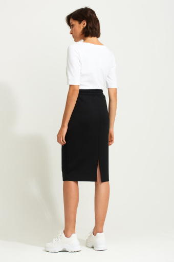 Spódnica dzianinowa z dodatkiem włókien ekologicznych, czarna