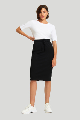 Spódnica dzianinowa z dodatkiem włókien ekologicznych, czarna