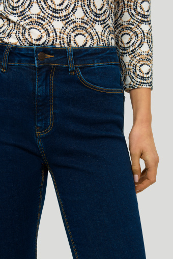 Dopasowane, denimowe spodnie, granatowe
