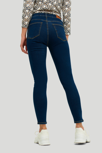 Dopasowane, denimowe spodnie, granatowe