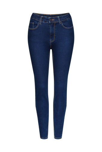 Dopasowane, denimowe spodnie, granatowe