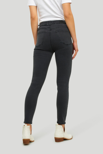 Grafitowe, jeans'owe spodnie typu rurki