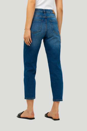 Luźne jeans'y typu mom fit, granatowe Luźne jeans'y typu mom fit, granatowe