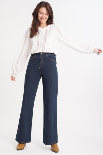 Ciemnogranatowe jeansy wide leg Ciemnogranatowe jeansy wide leg