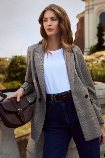 Jeansy mom fit z wysokim stanem, ciemny granat