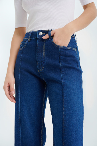 Ciemnogranatowe jeansy wide leg