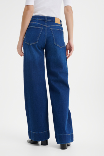 Ciemnogranatowe jeansy wide leg