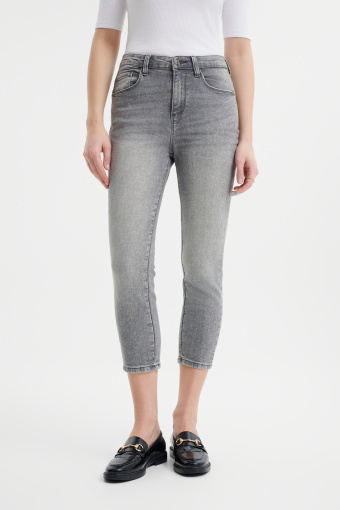 Spodnie typu skinny z szarego denimu 