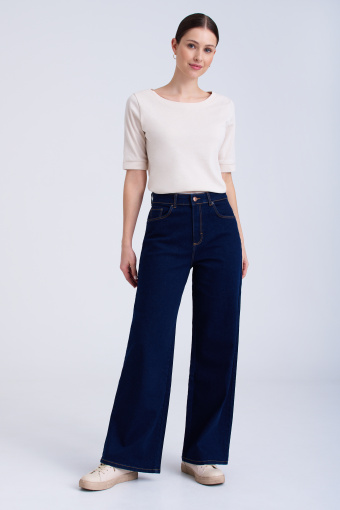 Granatowe jeansy wide leg