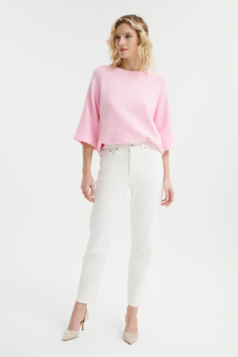 Spodnie typu mom fit w jasnym kolorze 