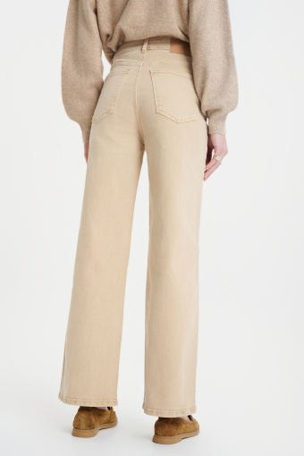 Beżowe spodnie wide leg