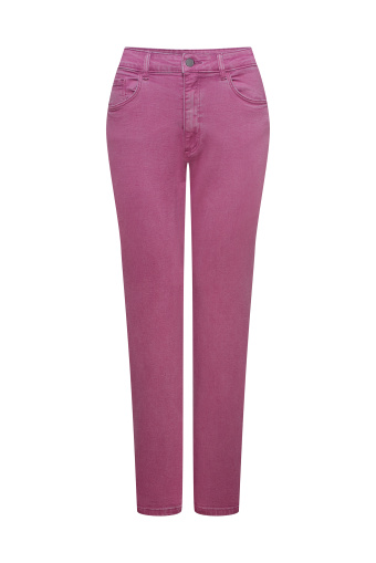 Różowe jeansy mom-fit