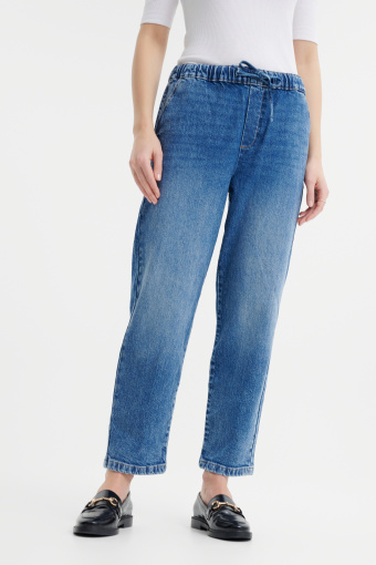 Spodnie jeansowe typu mom fit z gumką w pasie 