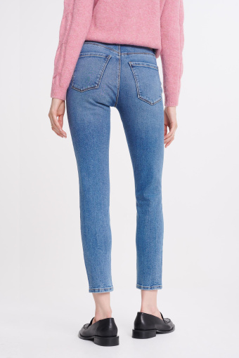 Niebieskie jeansy slim fit, wysoki stan