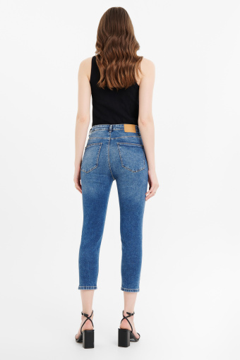 Spodnie jeansowe z przetarciami granat