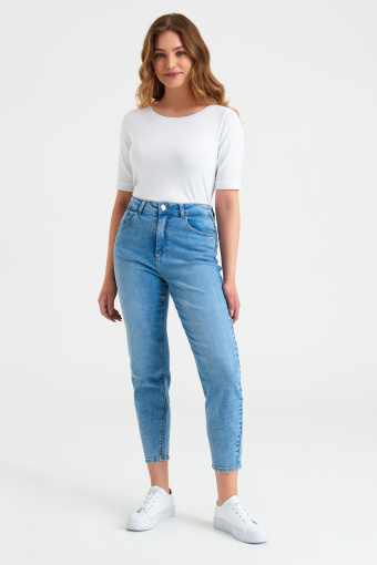 Spodnie jeansowe typu mom fit, jasnoniebieskie