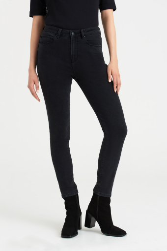 Antracytowe jeansy slim fit z regularnym stanem Antracytowe jeansy slim fit z regularnym stanem