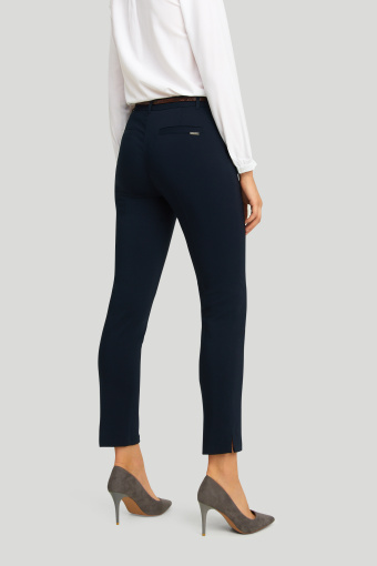 Eleganckie, granatowe cygaretki z paskiem ze skóry ekologicznej