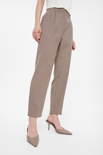 Eleganckie beżowe spodnie w drobną kratkę Eleganckie beżowe spodnie w drobną kratkę