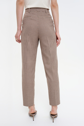 Eleganckie beżowe spodnie w drobną kratkę Eleganckie beżowe spodnie w drobną kratkę