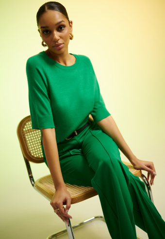 Intensywnie zielone spodnie wide leg