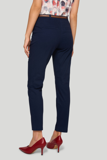 Bawełniane spodnie typu chino, pasek z ekologicznej skóry