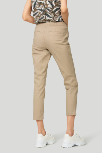 Bawełniane spodnie typu chino, pasek z ekologicznej skóry