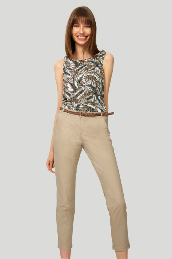 Bawełniane spodnie typu chino, pasek z ekologicznej skóry