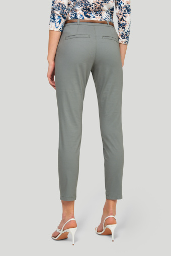 Bawełniane spodnie typu chino, pasek z ekologicznej skóry