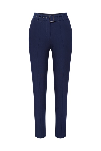 Granatowe spodnie w kant