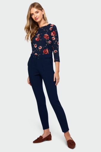 Granatowe spodnie w kant