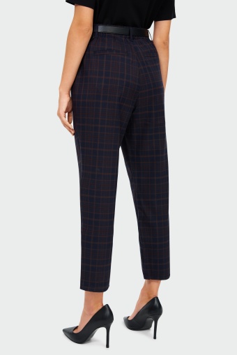 Spodnie z zakładkami w kratę