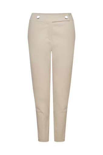 Kremowe, klasyczne spodnie z ozdobnymi guzikami