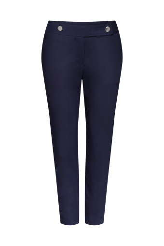 Eleganckie spodnie z ozdobnymi guzikami, granatowe