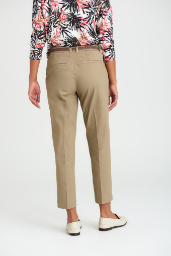 Spodnie chinosy z paskiem, oliwkowe