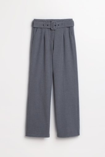 Stylowe, szare spodnie z szerokimi nogawkami Stylowe, szare spodnie z szerokimi nogawkami