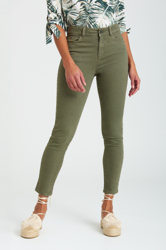 Oliwkowe spodnie typu slim