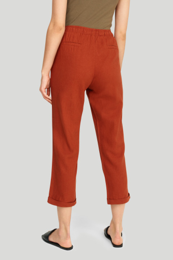 Lniane spodnie z troczkiem