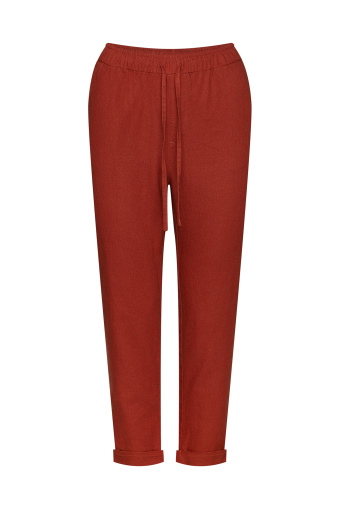 Lniane spodnie z troczkiem