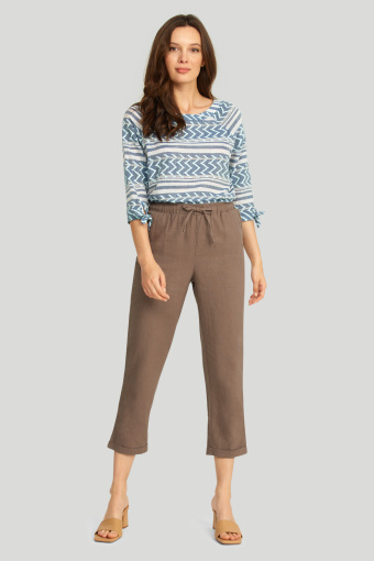 Lniane spodnie z troczkiem